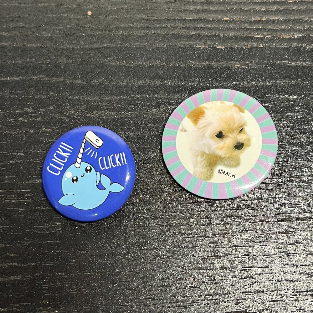 Narwhal and dog pin set